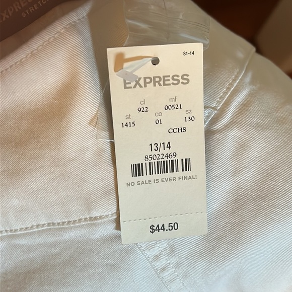 Express Women’s White Jeans Side Buttons Size 13/14 - Picture 5 of 6